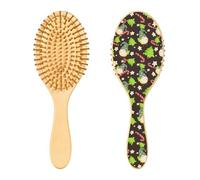 Christmas Green Gnomes Candy Cane Tree Wooden Brush Wooden Paddle Brush Wooden Hairbrush for Women Massage Hair Brush