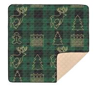 Christmas Green Gold Reindeer Tree Calendar Soft Thick Baby Playmat for Floor One-Piecing Newborns Kicking Mat for Newborns Babies Infants Toddlers, 50'' x 50''