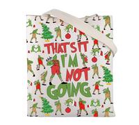 Christmas Green Monster Gifts Christmas Movie Inspired Tote Bag Xmas Gift That's It I'm Not Going Christmas Canvas Tote Bag, 24927 Going Christmas, L