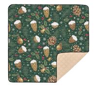 Christmas Green Pinecones Bells Holly Large Non-Slip Baby Play Mat for Indoor Outdoor One-Piecing Baby Play Tummy Time Mat for Baby Toddler Infant, 50'' x 50''