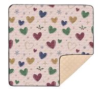 Christmas Green Red Hearts Snowflakes Holly Soft Foam Baby Play Mat for Floor Cozy Breathable Infant Play Activity Mat for Baby Toddler Infant, 50'' x 50''