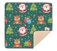 Christmas Green Santa Reindeer Snowman Tree Large Non-Slip Baby Playmat for Indoor Outdoor Washable Tummy Time & Crawling Mat for Baby Toddler Infant, 50'' x 50''