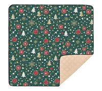 Christmas Green Snowflakes Trees Baubles Cute Foldable Baby Play Mat for Floor Cozy Breathable Baby Play Tummy Time Mat for Baby Toddler Infant, 50'' x 50''