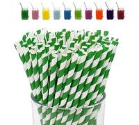 Christmas Green Stripes Drinking Straws-100Pack Straws Drinking Paper for Kids,Assorted Biodegradable Straws for Christmas Drinking Straws,Stripes Drinking Straws for Xmas Straws Party Decor