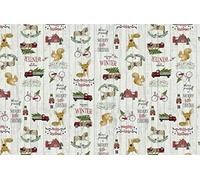 Christmas Green Trees Nutcracker Soldiers PVC Plastic Vinyl Table Cloth Vintage White Wash Oak Wood Plank Rocking Horse Reindeer Red Chalet Tablecloth (100cm x 140cm (39" x 54" inches Rectangle))
