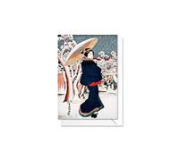 Christmas Greeting Card - Japanese Ukiyo-e Art Card with Envelope (Beauty Walking on a Snowy Day) - code G86