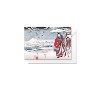 Christmas Greeting Card - Japanese Ukiyo-e Art Card with Envelope (Prince Genji in Snow) - code P06
