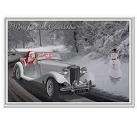 Christmas Greeting Cards - Luxury Quality - Unique Santa in MG Sports Car Design (Grandchildren Christmas Card)