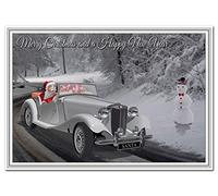 Christmas Greeting Cards - Luxury Quality - Unique Santa in MG Sports Car Design (Merry Christmas and a Happy New Year Card)