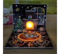 Christmas Greeting Cards | Merry Christmas Card With Light And Music | Handmade Santa Projection Fireplace Blessing Cards, Light And Music Christmas Cards For Family Friends