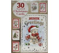 Christmas Greetings Assorted Christmas Cards Box Multi Pack of 30 Bear