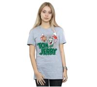 Christmas Greetings Cotton Boyfriend T-Shirt Tom & Jerry Grey S