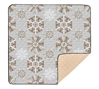 Christmas Grey Brown Snowflake Pattern Soft Padded Baby Playmat for Indoor Outdoor Cozy Breathable Tummy Time Mat for Baby Toddler Infant, 50'' x 50''