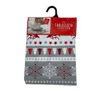 Christmas Grey & White Reindeer Wipeable PVC Tablecloth W 132cm x L 178cm