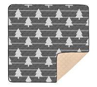 Christmas Grey White Striped Trees Large Sturdy Baby Play Mat for Floor One-Piecing Baby Kick Crawling Mat for Baby Toddler Infant, 50'' x 50''