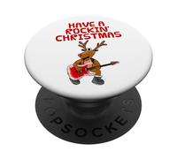 Christmas Guitarist, Reindeer Electric Guitar Music Teacher PopSockets Adhesive PopGrip