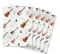 Christmas Guitars Wrapping Paper - 5 Sheets of Giftwrap and Tags - 70x50cm - Music - Acoustic Electric Guitar - Recyclable & Eco Friendly