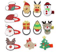 Christmas Hair Accessories, Pack of 12 Hair Clips Girls Christmas Hair Scrunchies Christmas Hair Clips Christmas Hair Scrunchie Girls Set, Hair Accessories Christmas for Party Christmas Gifts