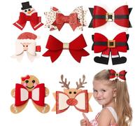 Christmas Hair Bow Clips,Red Hair Accessories Clips Set | Cute Reindeer Antlers Headband Ears Headdress Hairpins for Children, Girls, Women