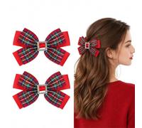 Christmas Hair Bows 2 Pack Tartan Bow Hair Clips Burns Night Accessories