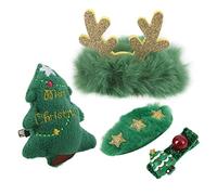 Christmas Hair Bows, Christmas Dog Hat, Cute Hairpins Set Christmas, Christmas Hair Clip Green Exquisite Hairpin with Brooch Rubber Band BB Clip for Christmas Hair Decoration