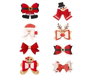Christmas Hair Bows, Festive Cute Compilation, Red Hair Clips - For Outdoor Party Work School Home Commuting Travel Food Men and Women