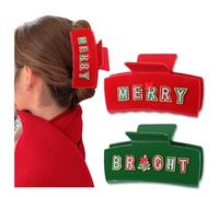 Christmas Hair Claw Clips for Women Red Green Christmas Lights Tree Hair Claw Rhinestone MERRY HOHOHO HOLLY Hair Clips Holiday Christmas Accessories Outfits Gifts Party Favors (Pattern E)