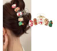 Christmas Hair Claw Clips Snowman Elk Santa Claus Christmas Design Hair Clips Cute Transparent Acrylic Claw Clips Xmas Tree Gingerbread Man Christmas Hair Barrettes for Thick Thin Hair Decorations