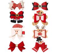 Christmas Hair Clip with Red Bow, Christmas Hair Clip Accessories, Red Headdress Hairpin Accessories Set, Cute Reindeer Antler Headband Ears Headdress Hairpins for Kids Girls