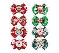 Christmas Hair Clips - Christmas Bow Hair Clips | Red Hair Bow | Cute Hair Clips Set For Girls | Hair Bow | Hair Clips For Girls | Pack Of 8 Decorative Adorable Christmas Hair Headdress For Girls