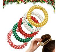 Christmas Hair Clips, No Elastic Scrunchies, Soft Elastics with Telephone Cable for Women, Bridal Daily Party Home Holiday Travel Gym Thin Thick Long Curly