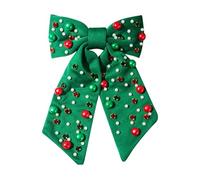 Christmas Hair Clips Rhinestone Hair Clips Set with Pearl Bow Festive Decoration Accessories Sparkly Stones and Metal Clip Fashion Jewelry for Parties, Gatherings and Celebrations