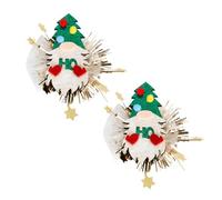 Christmas Hair Clips Rudolf Hair Clips for Women Green White Red Hair Accessories for Women Color Striped Gauze Hair Clip Cute Hair Clips for Styling Decorative Accessories 2Pcs