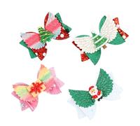 Christmas Hair Clips Season Bow Wing Hairpins 4pcs Artificial Leather | Creative Festive Embellishment, for Birthday Parties and Gift Giving, Matches Bags Clothes