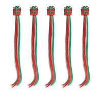 Christmas Hair Extensions Clip Set, 5Pcs Colored Hairpiece Extension Clip, Easy to Comb & Safe to Use, Long Enough for Custom Cutting, Individually Wrapped Hair Extensions Clip (3 Color Gift Box)