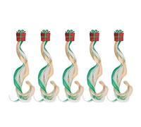 Christmas Hair Extensions Clip Set, 5Pcs Colored Hairpiece Extension Clip, Easy to Comb & Safe to Use, Long Enough for Custom Cutting, Individually Wrapped Hair Extensions Clip (2 Color Gift Box)