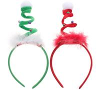 Christmas Hair Hoop 6pcs Plume Party Headdress for Merry Christmas Headband | Cute Classical Fashion Cloth Trim, Comfortable Wearing, Green and Red Mix, 6 Pieces Set