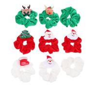 Christmas Hair Scrunchies 9pcs Plush Elastic Hair Ties for Women | Traditional Colours, Fixes Hair in Place, Christmas Season Style, Suitable for Thick Thin Curly or Straight Hair