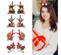 Christmas Hairclips 8 Pcs Antlers Headdress Hairpin Glitter Sequins Bow Hairclips Christmas Tree Hat Hair Claw Clips Cute Decorative Hair Accessories for Women Girls Party Gifts