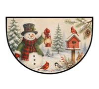 Christmas Half Round Door Mat Indoor Entrance Semi Circle Area Rugs | Retro Snowman Washable Half Moon Mat Non Slip Xmas Semi Circle Bathroom Rug Outdoor Floor Carpet Kitchen Bedroom