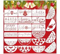 Christmas Halloween Doormat Stencils Reusable Holiday Welcome Snowflake Templates Large Half Round Drawing Stencils for Painting on Wood Signs Door Hanger Door Mats DIY Crafts Decor(half22)