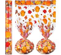 Christmas Halloween Fall Easter Cellophane Wrapping Paper 100 ft x 16 In 2.5 Mil Thick Cello Wrap Roll Crystal Clear Paper Wrapper Colored Bunny Egg Cellophane Gift Wrap (Pumpkin)