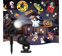 Christmas Halloween LED Projector Lights New Year Birthday Outdoor Indoor Rotatable Projector Lamp with 16 Themes Snowflake IP65 Waterproof Landscape Decorative Lighting Party Xmas