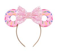 Christmas Halloween Mouse Ears Bow Headband Hair Hoop for Women Girls, Glitter Sequin Donut Headband Cat Ear Hair Bands Hair Accessories (pink)
