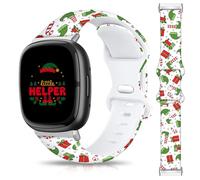 Christmas Halloween Thanksgiving Band Compatible with Fitbit Versa 3/Fitbit Versa 4/Fitbit Sense/ 2, Smartwatch Holiday Women Men Silicone Replacement Strap for Fitbit Versa 3/4, Fitbit Sense/ 2 (Elf