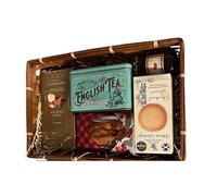 Christmas Hamper Open Basket |, Christmas Food Hampers | Xmas Gifts for Women Men Couples|Tea Tin, Chocolate Pealines, Fruit cake and Luxury biscuits