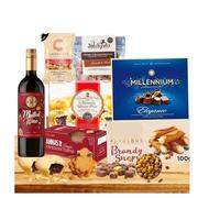 Christmas Hamper - Premium Festive Treats Hamper For Couples, Friends, Family - With Mulled Wine Bottle, Mince pie, Assorted Chocolate, Ginger Biscuits and Nuts - For Men Women Sharing