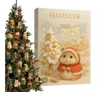 Christmas Hamster Advent Calendar 2025 - 2D Acrylic Decoration For 24 Days | Countdown Calendar Christmas Ornaments Hamster - For Home Family Friends