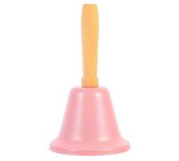 Christmas Hand Bell, Pink Dinner Handheld Ringing Bell with Wooden Handle, Service Hand Bells for Christmas Party Supplies