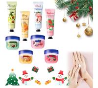 Christmas Hand Cream and Lip Balm Set,4 Pcs Moisturizing Hands Lotions and 4 Pcs Lip Balms,Birthday Christmas Hand Cream Gift for Women,Xmas Decor,Natural Ingredients,Non-Greasy,Fast Absorbing